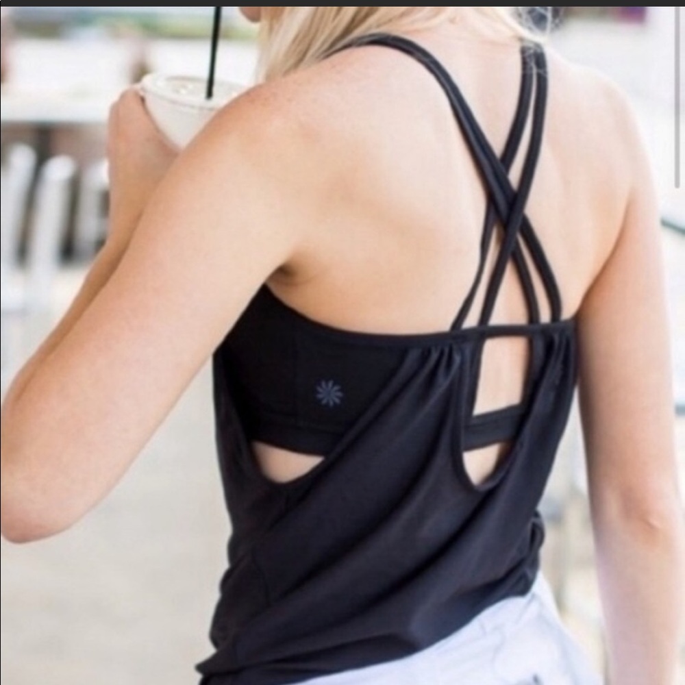 Athleta Hidden Agenda Black Strappy 2in1 Tank Top